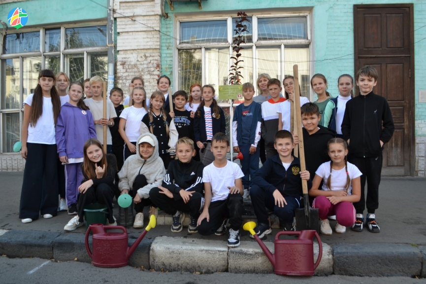 Ученики 5 класса высадили декоративные яблони в центре Мичуринска